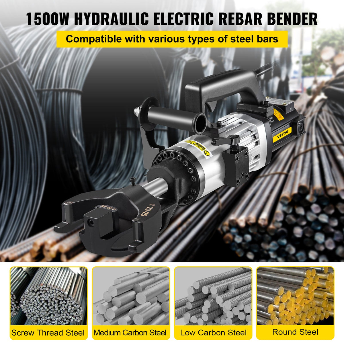 VEVOR Electric Rebar Bender, Hand Held Hydraulic Rebar Bending Machine - STGJWQJXDYSD25M11V1 - view 2