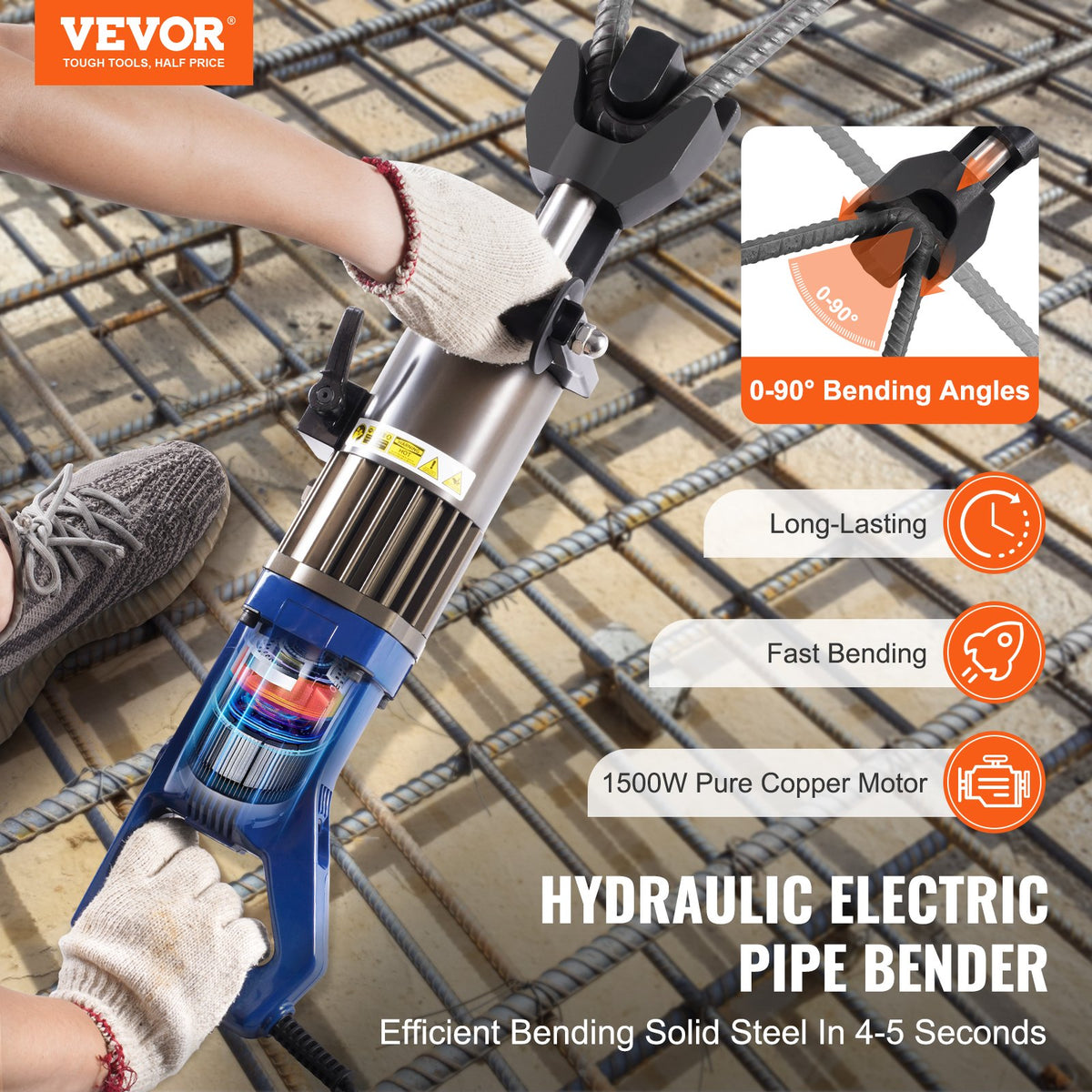 VEVOR Electric Rebar Bender, Hand Held Hydraulic Rebar Bending Machine - STSDDGJWQJ20YZTK6V1 - view 2
