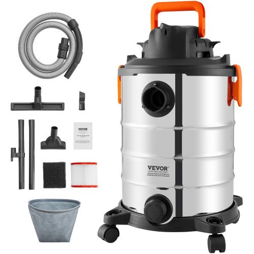 VEVOR Stainless Steel Wet Dry Shop Vacuum, 8 Gallon 6 Peak HP Wet/Dry Vac, Powerful Suction with Blower Function w/ Attachment 2-in-1 Crevice Nozzle, Small Shop Vac Perfect for - SYGSZKXCQ30L2G7A8V1 - view 1