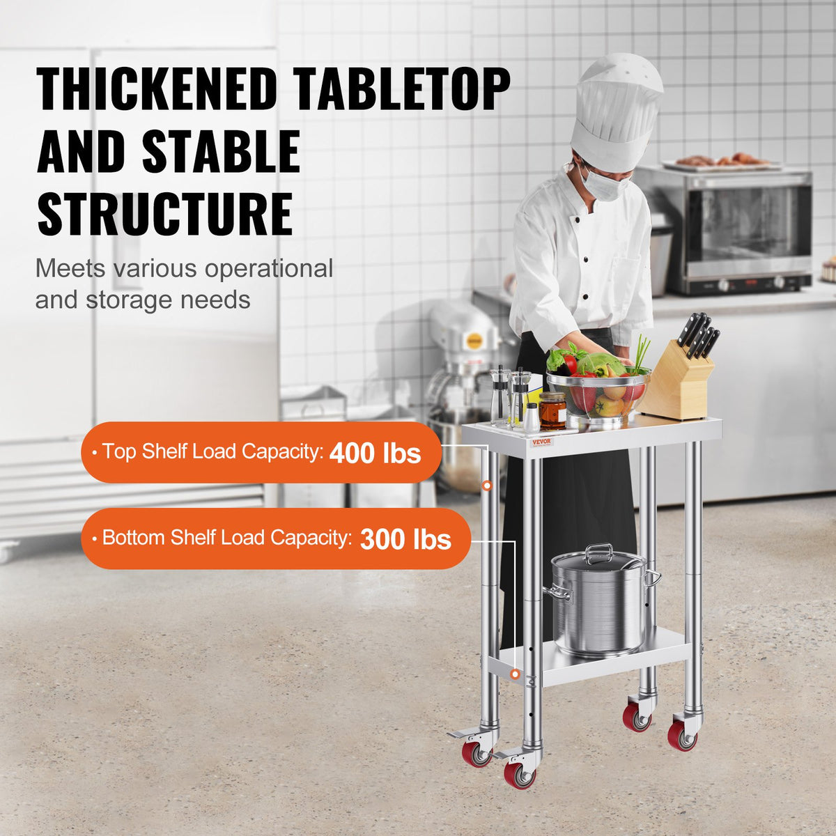 VEVOR Commercial Worktables - Select Your Configuration - SYGZT12X24INDJL01V0 - view 3