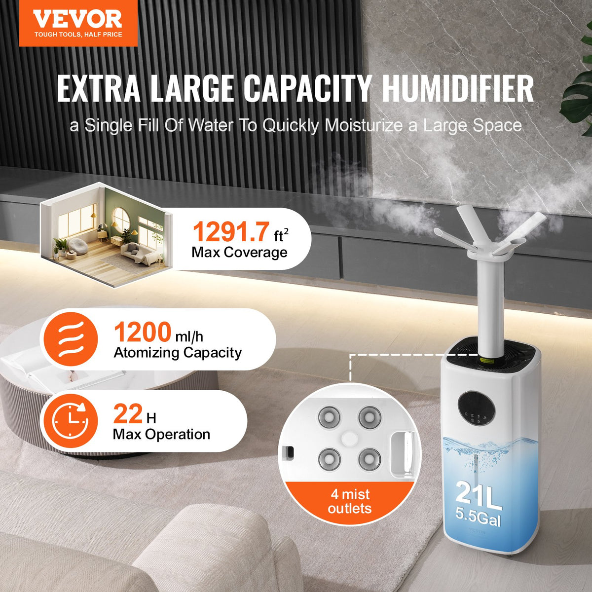 VEVOR Commercial Humidifier - Select Your Configuration - SYLSJSQ1300MMIE3SV1 - view 2