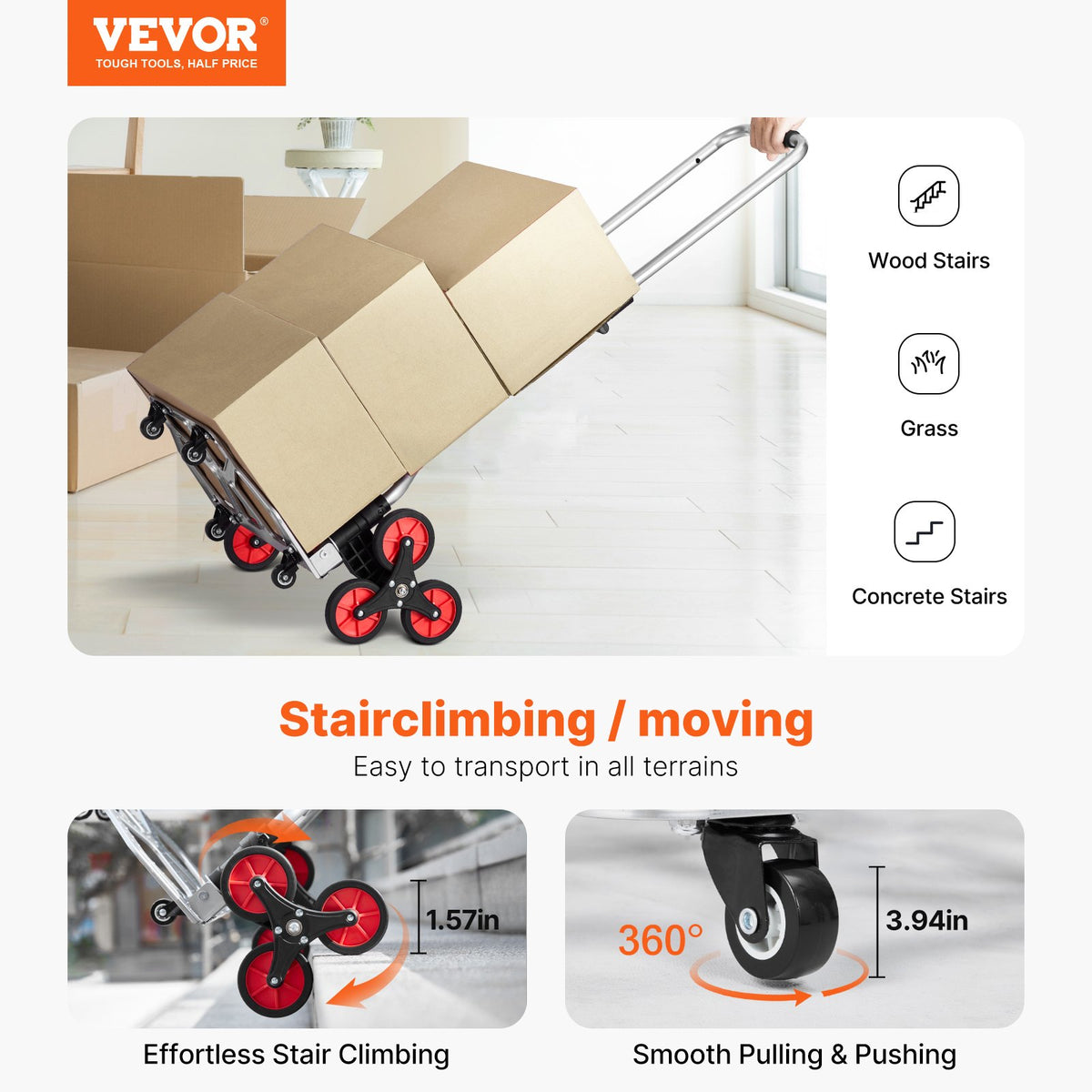 VEVOR Non-Dolly Stair Climbing cart - Select Your Configuration - TCSPLCYS260LDSY04V0 - view 2