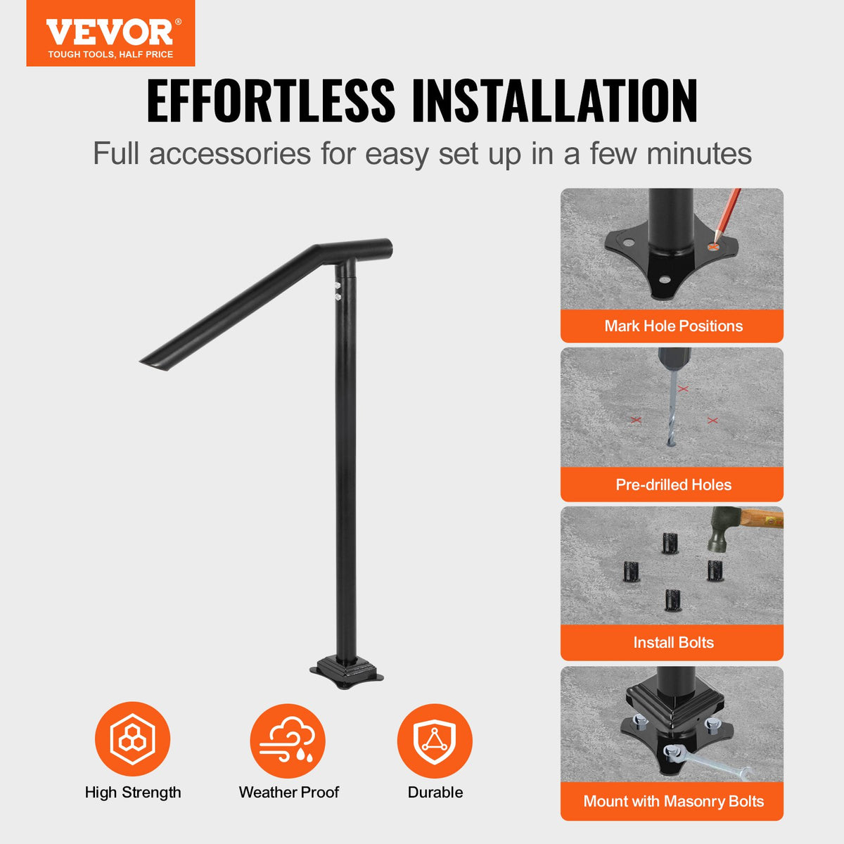 VEVOR Outdoor column stair handrail - Select Your Configuration - TFBXYGLZHS3C1XYBOV0 - view 2