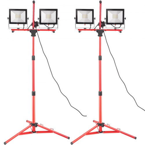 VEVOR LED Work Light with Stand, 2PCS 10000 Lumen Dual-head LED Work Light with 27.6\"-68.1\" Adjustable and Foldable Tripod Stand, IP65 Waterproofed LED Tripod Work Light, with 50 - TGDJZMCLED1004KEVV1 - view 1