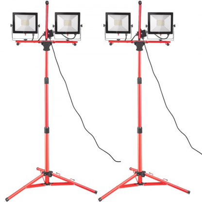 VEVOR LED Work Light with Stand, 2PCS 10000 Lumen Dual-head LED Work Light with 27.6\"-68.1\" Adjustable and Foldable Tripod Stand, IP65 Waterproofed LED Tripod Work Light, with 50 - TGDJZMCLED1004KEVV1 - view 1