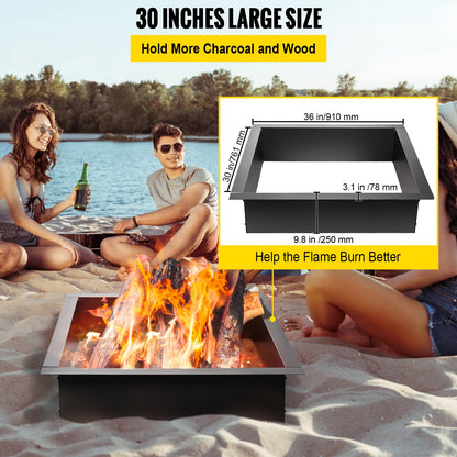 VEVOR Fire Pit Ring, 36-Inch Outer/30-Inch Inner Diameter Fire Pit Insert,1.5 mm Thickness Fire Ring, DIY Steel Ring with Tongs In-Ground Fire Pit Liner for Outdoor, Patio, Backyar - TGFXHKHC30X5DQCH1V0 - view 3