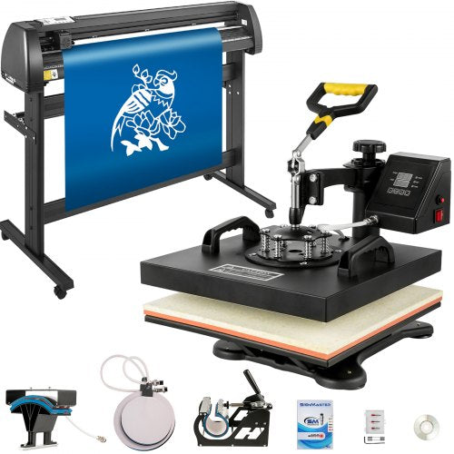 5 in1 Heat Press 15"x15" Vinyl Cutter Plotter 53" USB Port Sticker Print DIY - THJ3838+KZJ-13501V1 - view 1