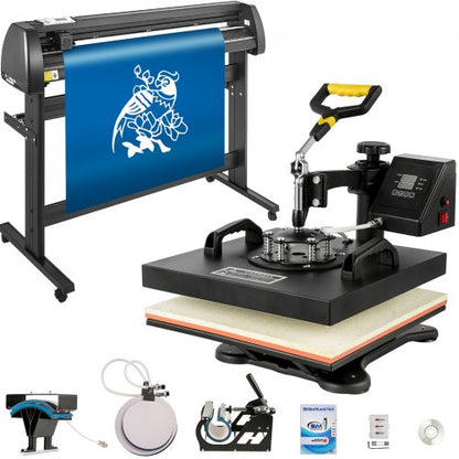 5 in1 Heat Press 15"x15" Vinyl Cutter Plotter 53" USB Port Sticker Print DIY - THJ3838+KZJ-13501V1 - view 1