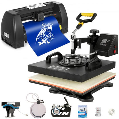 VEVOR Digital Clamshell 15" X 15" (38 X 38cm) Heat Transfer Press + 14 Inch Vinyl Cutter Machine Kit Software - THJ3838+KZJ-37501V1 - view 1