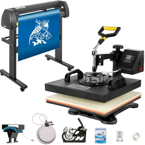 VEVOR Digital Clamshell 15" X 15" (38 X 38cm) Heat Transfer Press + 28 Inch Vinyl Cutter Machine Kit Software - THJ3838+KZJ-72001V1 - view 1