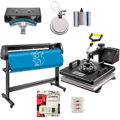 VEVOR 6 In 1 Mug Hat Heat Press & 53 Inch Vinyl Cutter Machine w/ Floor Stand - THJ3838-KZJ135001V1 - view 1