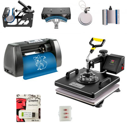 VEVOR 6 In 1 Mug Hat Heat Press & 14 Inch Vinyl Cutter Plotter Machine Kit - THJ3838-KZJ375001V1 - view 1