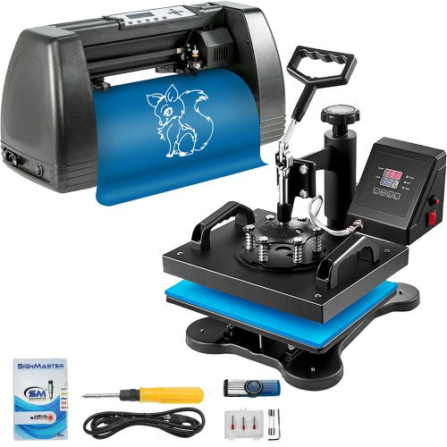 VEVOR HP230-B 12"x10" Dual Digital T-Shirt Heat Press Machine + 14" Vinyl Cutting Plotter With SIGNMASTER Software - THJH230BSX+375SDJV1 - view 1