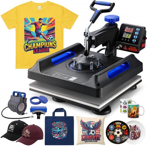 VEVOR Heat Press, 15x15in Swing Away 5 in 1 Heat Press Machine, Digital Control Multifunctional Device, Quick Heating with Safety Features, Ideal for T-shirts, Hats, Caps, Mugs, Pl - TJWHYXKLP8038N8U4V1 - view 1