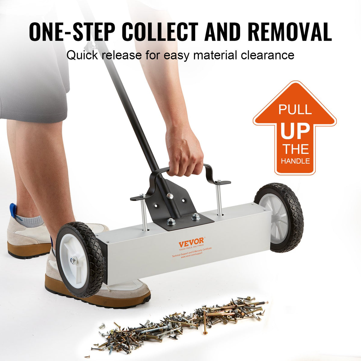 VEVOR 45Lbs Rolling Magnetic Sweeper with Wheels, Push-Type Magnetic Pick Up Sweeper, 18-inch Large Magnet Pickup Lawn Sweeper, Magnet with Telescoping Handle, Easy Cleanup of Workshop Garage Yard - TLSCXQSQT1845AO8ZV0 - view 3