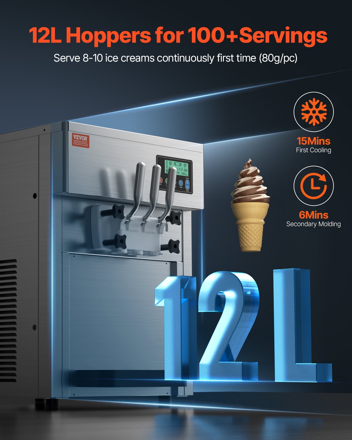 VEVOR Commercial Soft Ice Cream Machine - Select Your Configuration - TMSRBQLJAJWSYC2RIV1 - view 2