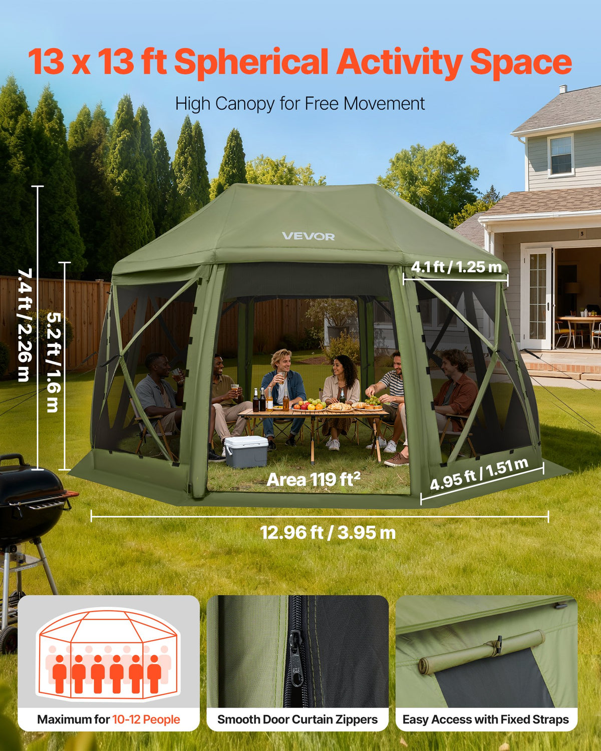 VEVOR Camping Gazebo Screen Tent - Select Your Configuration - TMZPQXK13M13G8V48001V0 - view 2