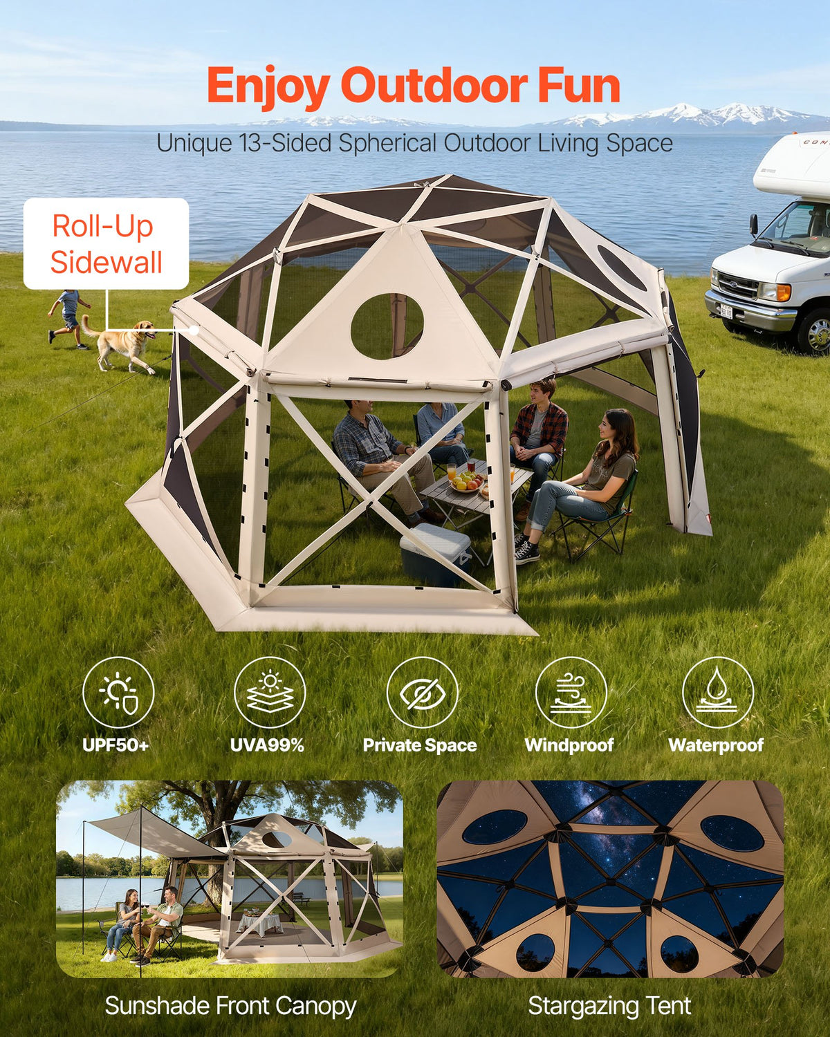 VEVOR Camping Gazebo Screen Tent - Select Your Configuration - TMZPQXK13M154R6JO001V0 - view 3