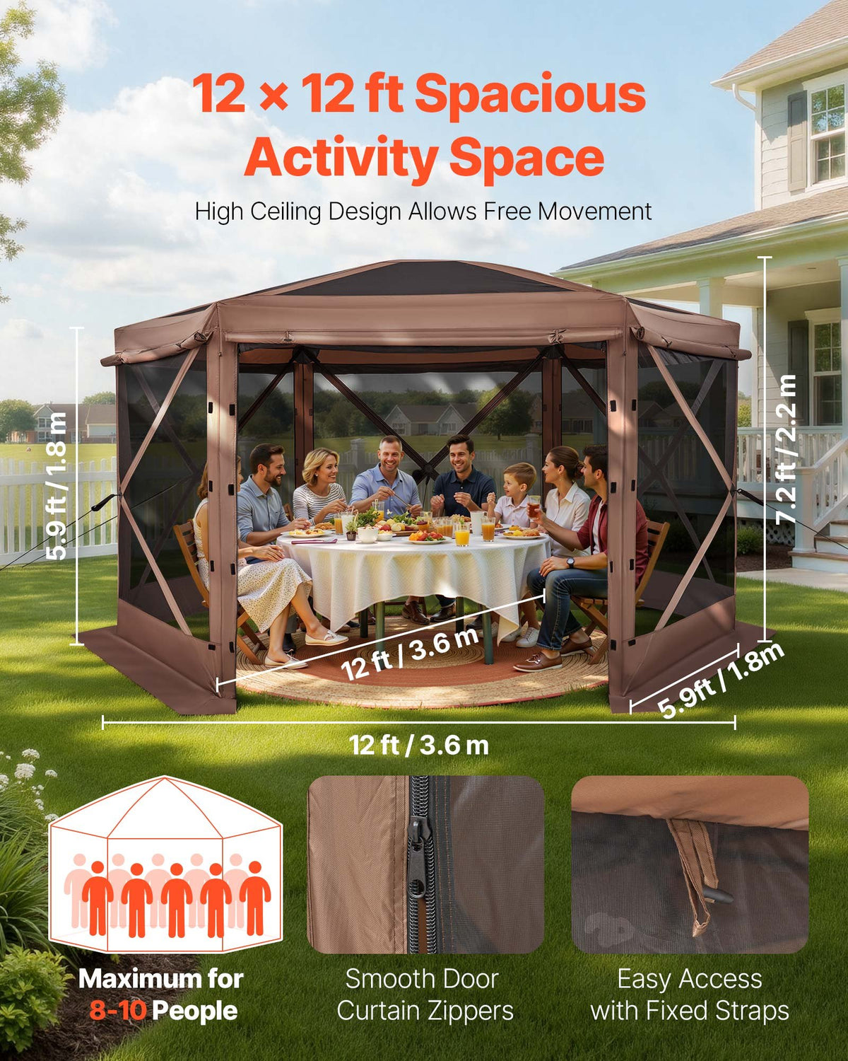 VEVOR Camping Gazebo Screen Tent - Select Your Configuration - TMZPXKTMK6M1HBNAQ001V0 - view 2