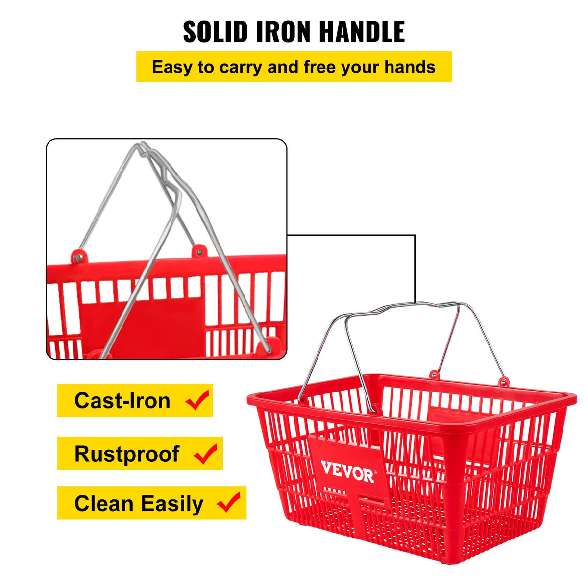 VEVOR Handheld Shopping Baskets - Red, 12 Pack - product view 3