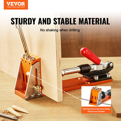 VEVOR 30 Pcs Pocket Hole Jig Kit, Adjustable & Easy to Use Pocket Hole Jig System with Step Drills, Drill Stop Rings, Wrenches, and Square Drive Bits, Dual Scale Marks for DIY Carpentry Projects - TSXKKJDPNHQ1N0B2PV0 - view 2