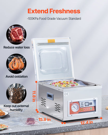 VEVOR DZ-260A-V1 Chamber Vacuum Sealer, 260W Sealing Power - TSZK6CBMH110VRX5VV1 - view 2