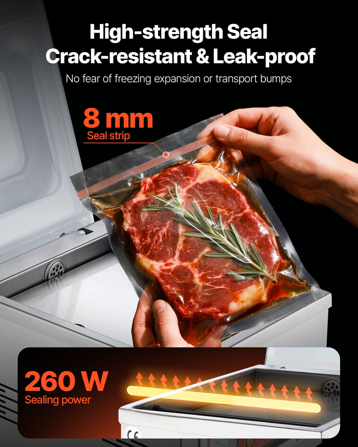 VEVOR DZ-260A-V1 Chamber Vacuum Sealer, 260W Sealing Power - TSZK6CBMH110VRX5VV1 - view 3