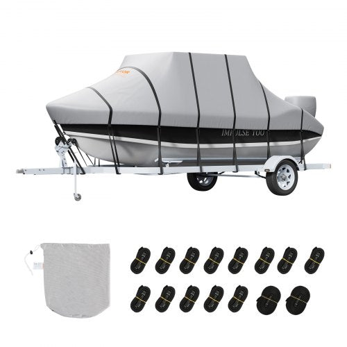 VEVOR T Top Boat Cover, 20'-22' Waterproof Trailerable T-Top Boat Cover, 600D Marine Grade PU Oxford, with Windproof Buckle Straps, for Center Console Boat with T Top Roof, Fits - TXDCZ600D20227RERV0 - view 1