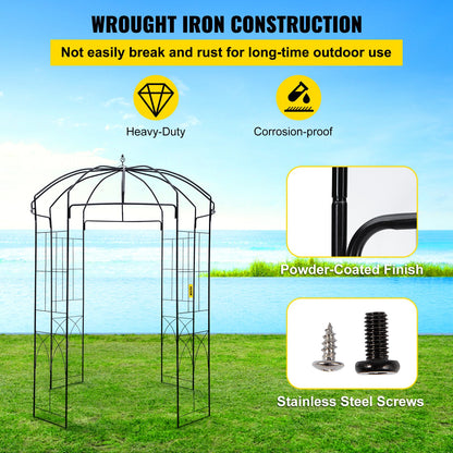 VEVOR Birdcage Shape Garden Arbor, 9\' High x 6.6\' Wide, Heavy Duty Wrought Iron Arbor, Wedding Arch Trellis for Climbing Vines in Outdoor Garden, Lawn, Backyard, Patio, Black - TYHYGMYCHSNL9G07VV0 - view 3
