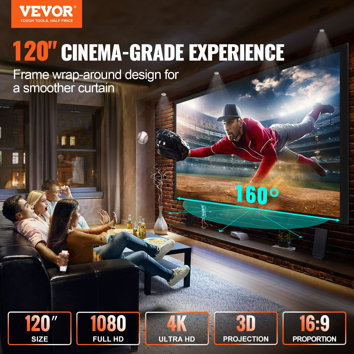 VEVOR Projection Screens - Select Your Configuration - TYPM120IN16-9HK01V0 - view 2