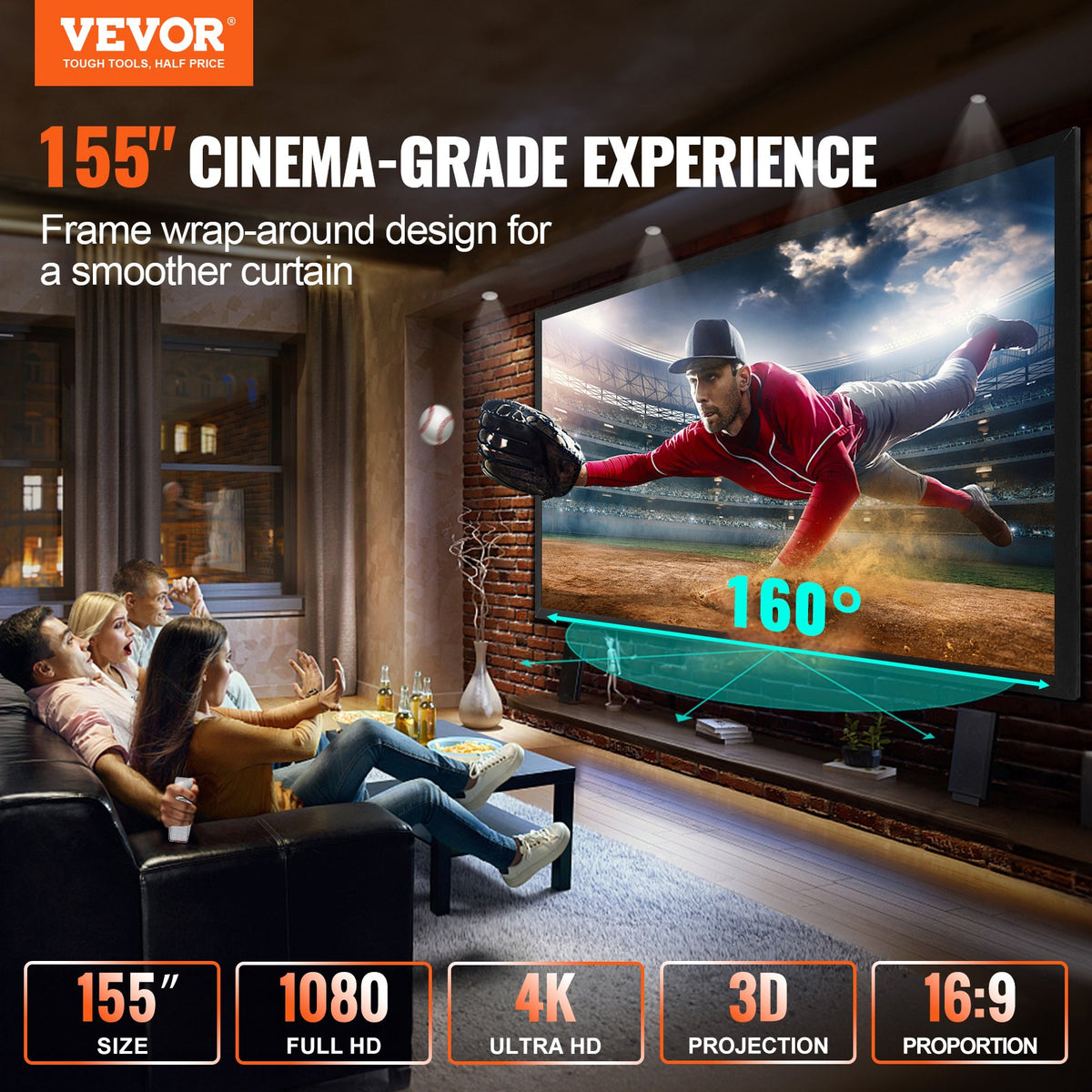 VEVOR Projection Screens - Select Your Configuration - TYPM155YC16-9LHJKV0 - view 2