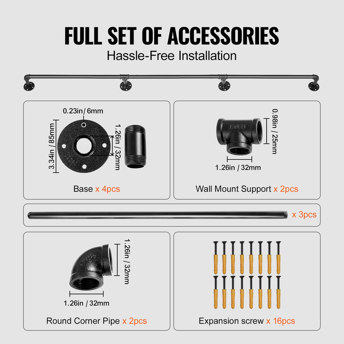 VEVOR indoor wall mounted stair handrail - Select Your Configuration - TZBGSLTFSGY10E0RRV0 - view 3