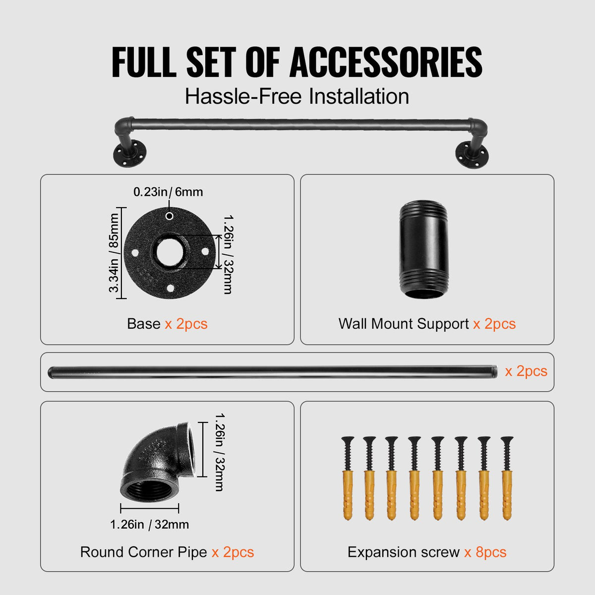 VEVOR indoor wall mounted stair handrail - Select Your Configuration - TZBGSLTFSGYG20VCCV0 - view 3