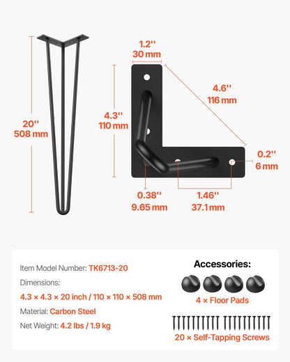 VEVOR Table Legs - Select Your Configuration - TZZT4PCS20YC3G001V0 - view 2