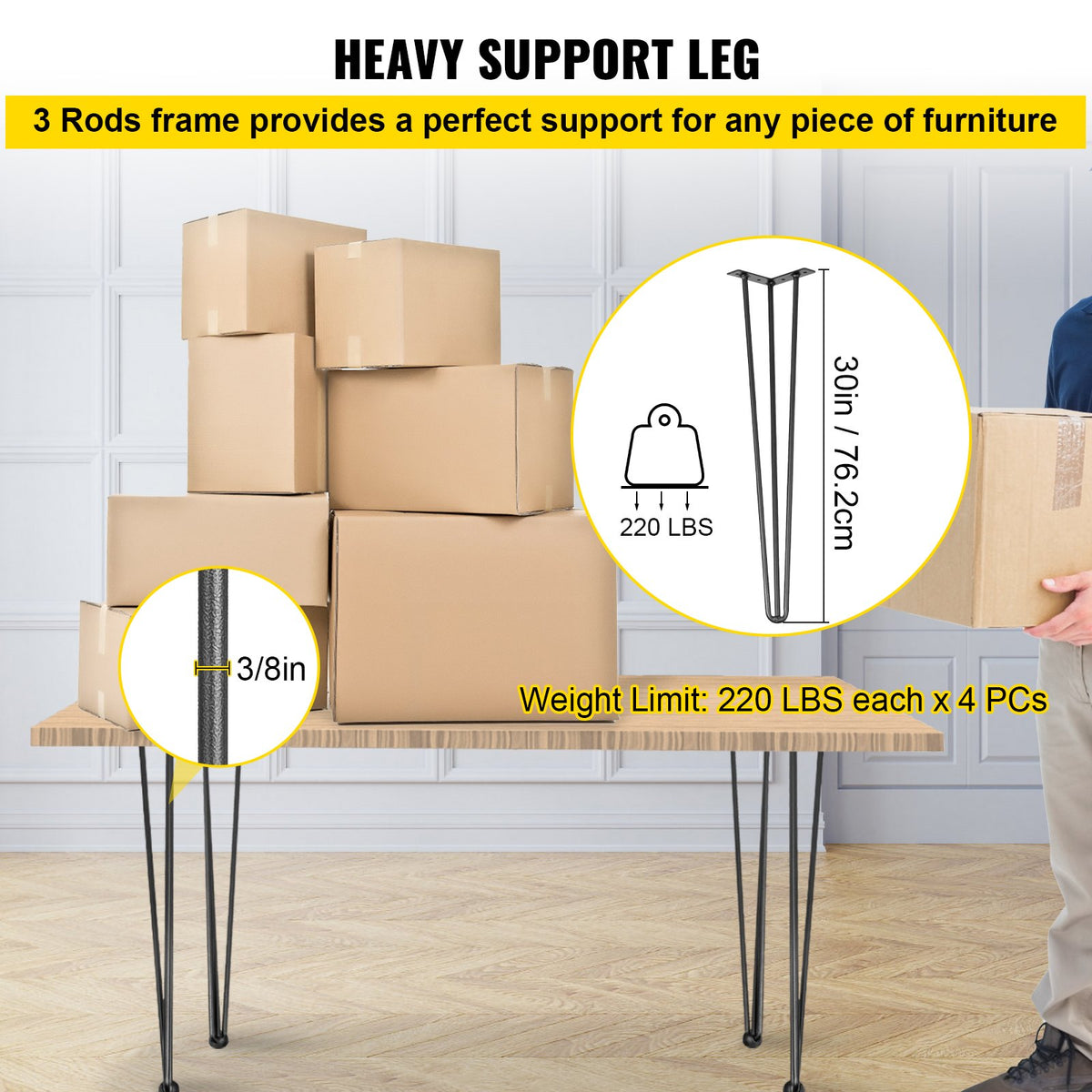 VEVOR Table Legs - Select Your Configuration - TZZT4PCS30YC3G001V0 - view 3