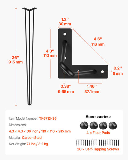 VEVOR Table Legs - Select Your Configuration - TZZT4PCS36YC3G001V0 - view 2