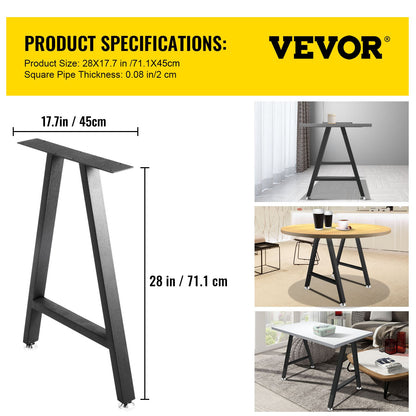 VEVOR A-Frame Steel Table Legs, 28x17.7 in, Set of 2 - view 2