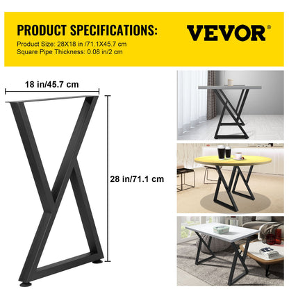 VEVOR Z-Shape Steel Table Legs, 28x18 in, Set of 2 - view 2