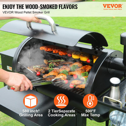VEVOR 53 inch Portable Charcoal Grill, Propane Gas Grills with Cover and Cart, Heavy Duty Iron BBQ Grill, Mini Tabletop Smoker for Outdoor Cooking, Barbecue Camping, Picnic, - W58018160500F53CNV1 - view 2