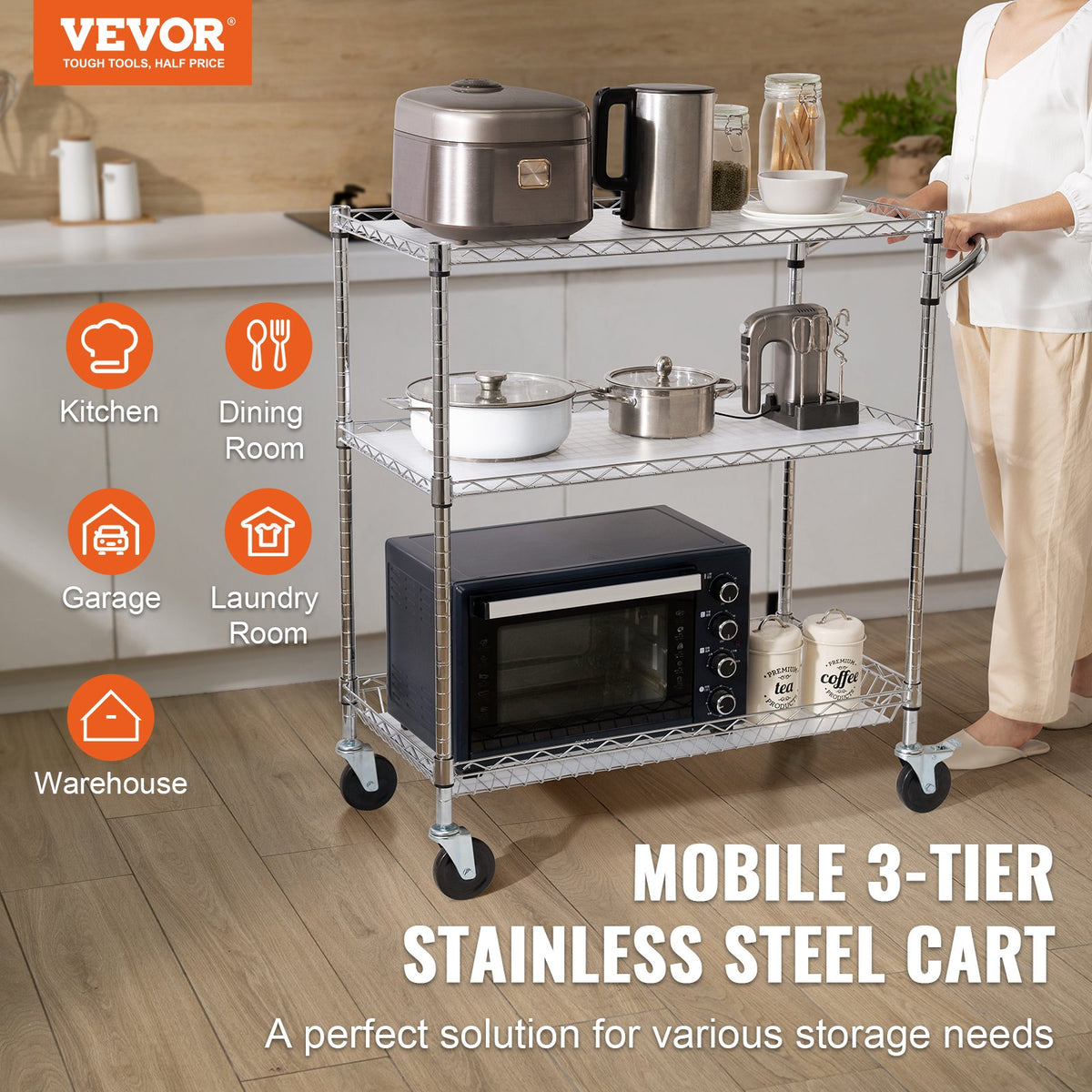 VEVOR Kitchen Cart - Select Your Configuration - WGCFTCCB350X1RH9BV0 - view 2