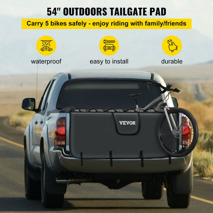 VEVOR Tailgate Pad, 54" Wide Pickup Truck Tailgate Bike Pad, Bike Tailgate Protection Cover Carries up to 5 Bikes, Truck Bed Bike Pad with PVC Outer Layer, Tool Pocket and Straps - WMGJBYC54PVC53HJHV0 - view 2