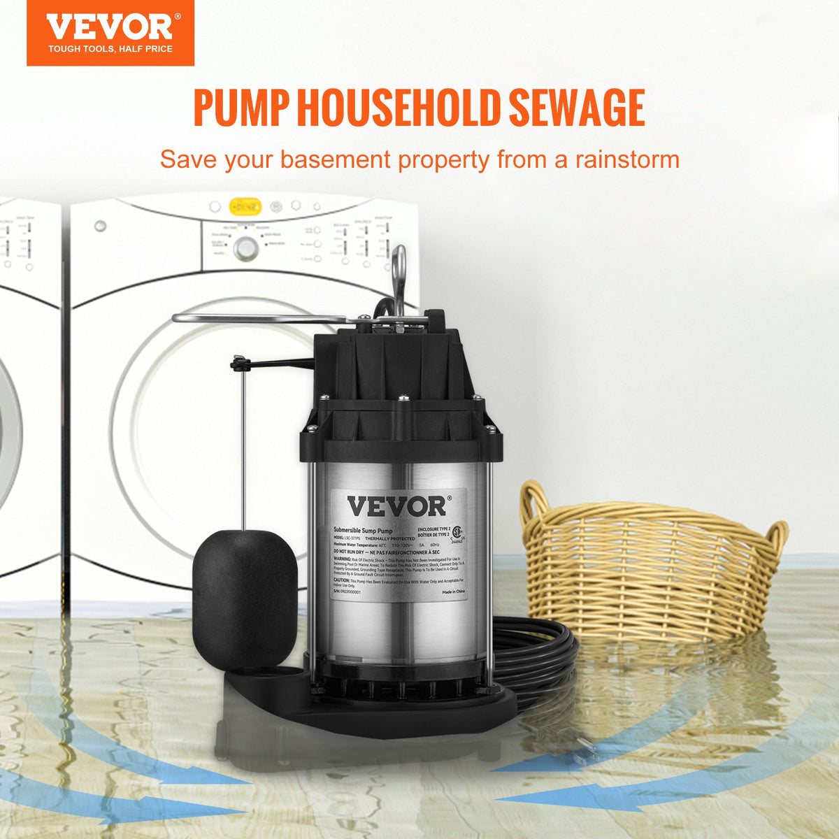 VEVOR Sewage Pumps - Select Your Configuration - WSBBX05HP110V2M4TV1 - view 2