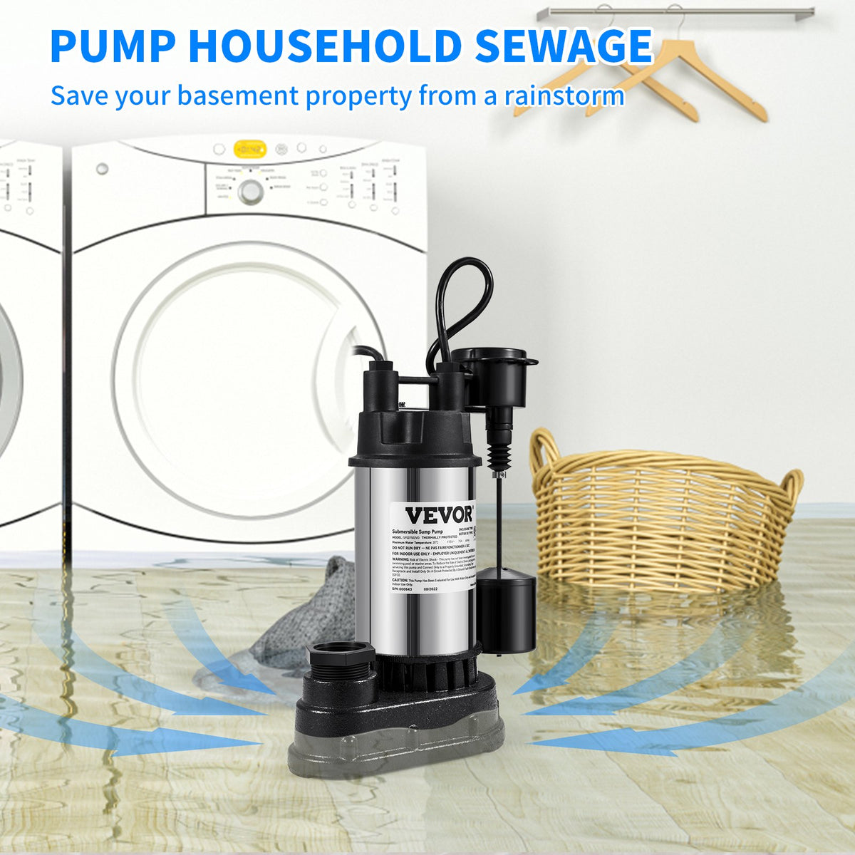 VEVOR Sewage Pumps - Select Your Configuration - WSBBX10HP110VXGOYV1 - view 2