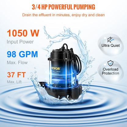 VEVOR Sewage Pumps - Select Your Configuration - WSBZ075HP110VIOA1V1 - view 3