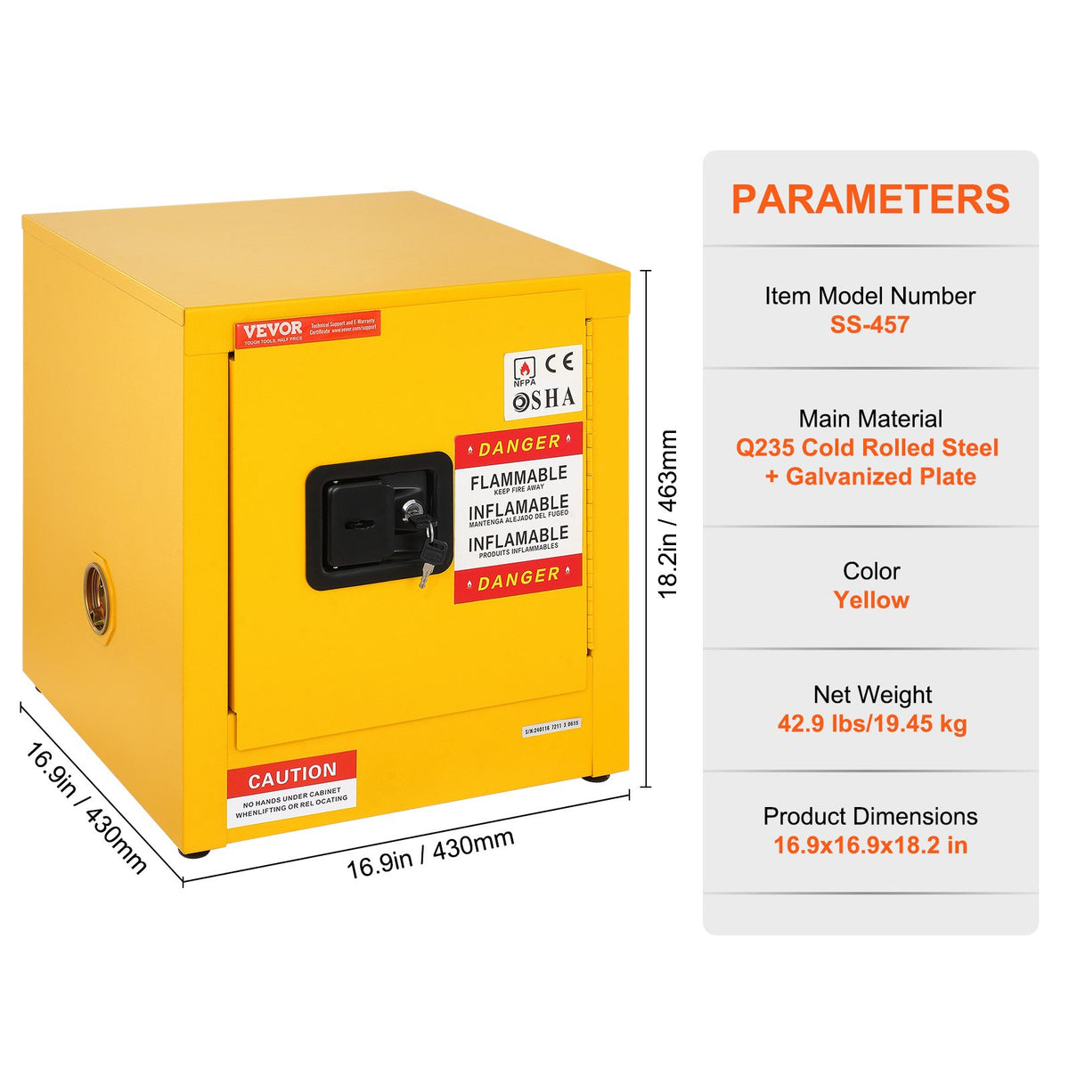 VEVOR Flammable Cabinets - Select Your Configuration - XFG43X43X46CMHS01V0 - view 3