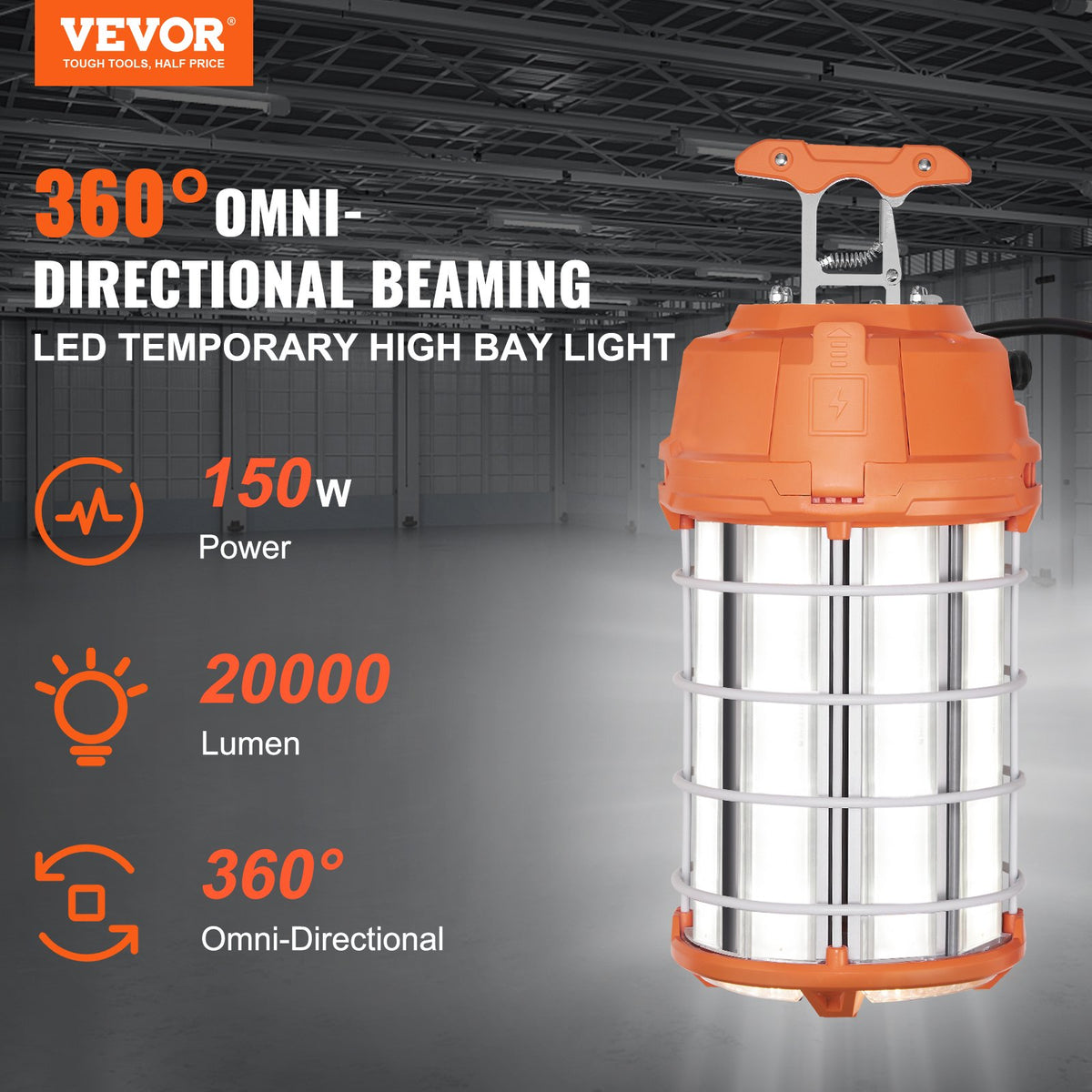 VEVOR Hanging Construction Lights - Select Your Configuration - XG150W19500LMNWZTV1 - view 2