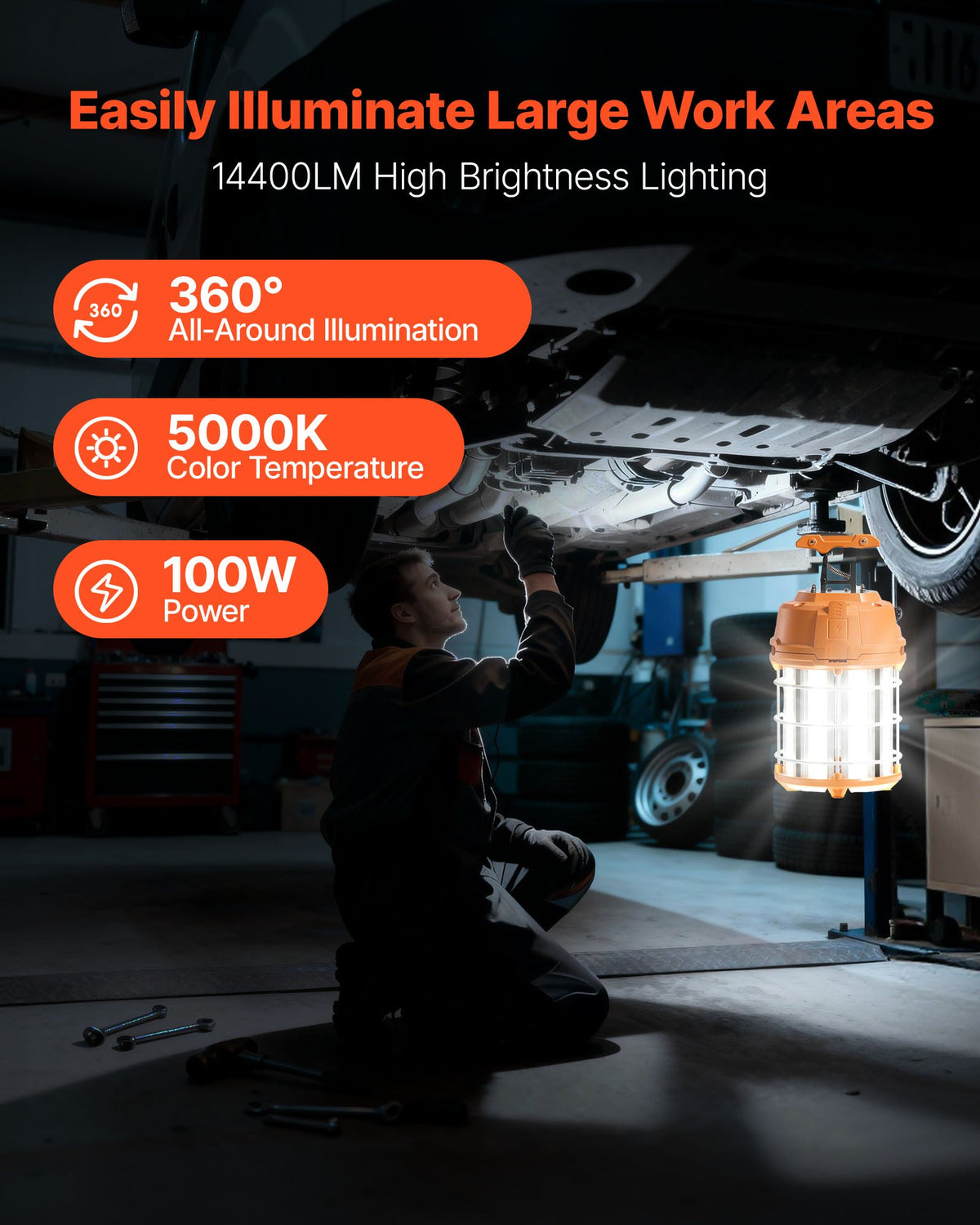 VEVOR Hanging Construction Lights - Select Your Configuration - XGSJZD100W155J3SL001V1 - view 2