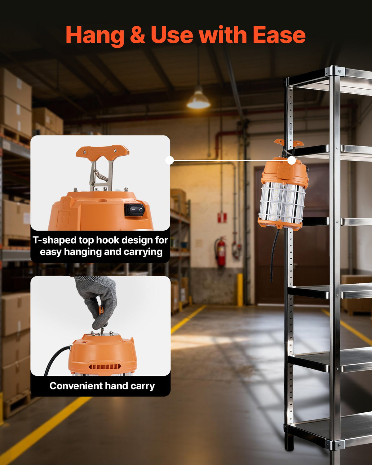 VEVOR Hanging Construction Lights - Select Your Configuration - XGSJZD100W155J3SL001V1 - view 3
