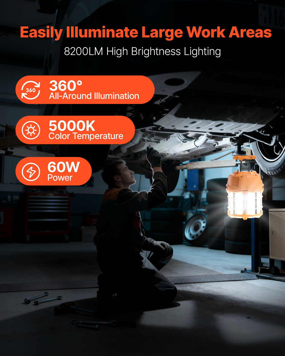VEVOR Hanging Construction Lights - Select Your Configuration - XGSJZD60W840HHAM8001V1 - view 2