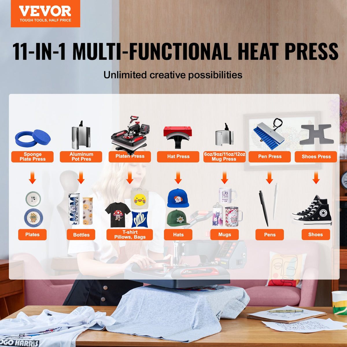 VEVOR Press Downwards Heat Press Machine - Select Your Configuration - XKTHJSYHP8100GWWCV1 - view 2